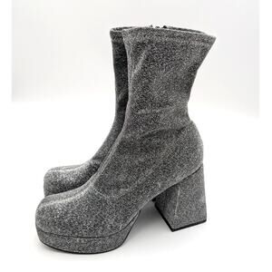 Abound Steffie Platform Bootie Women's Silver Dark Glitter Size US6.5M EU36.5